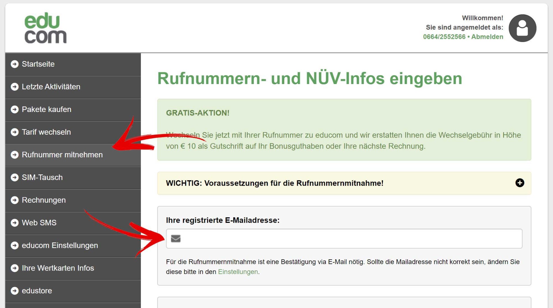 Rufnummernmitnahme bei educom – so einfach geht's