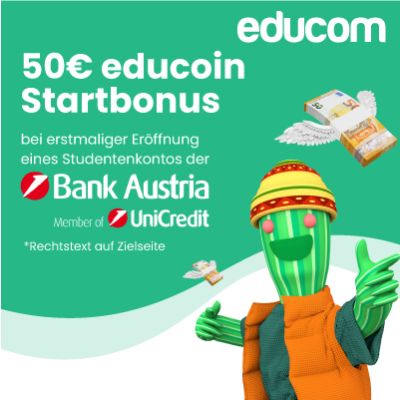 Mach dir das Studieren leichter! Mit dem GoGreen-Studentenkonto 50€ educoins-Gutschein sichern