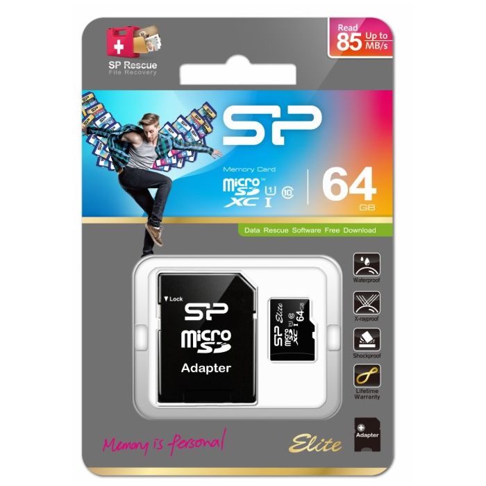 SILICON POWER memory card Micro SDXC 64GB Class 10 main product photo