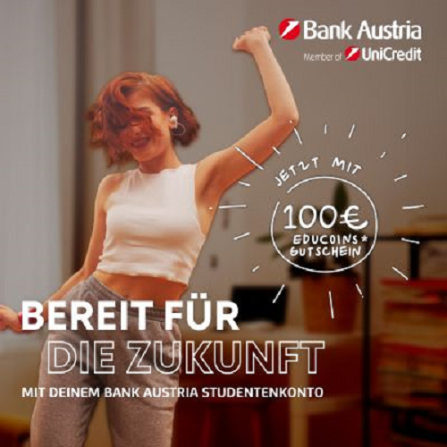 Mit dem Bank Austria Studentenkonto 100 € educoins-Gutschein sichern!